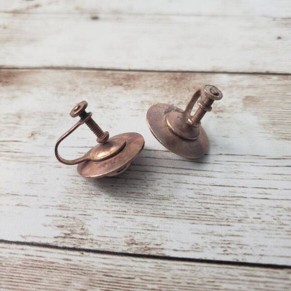 Vintage Screw On Earrings - Copper Tone 5/8" - Picture 4 of 4